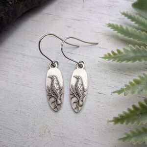 Raven Dangle Earrings / Black Bird / Crow